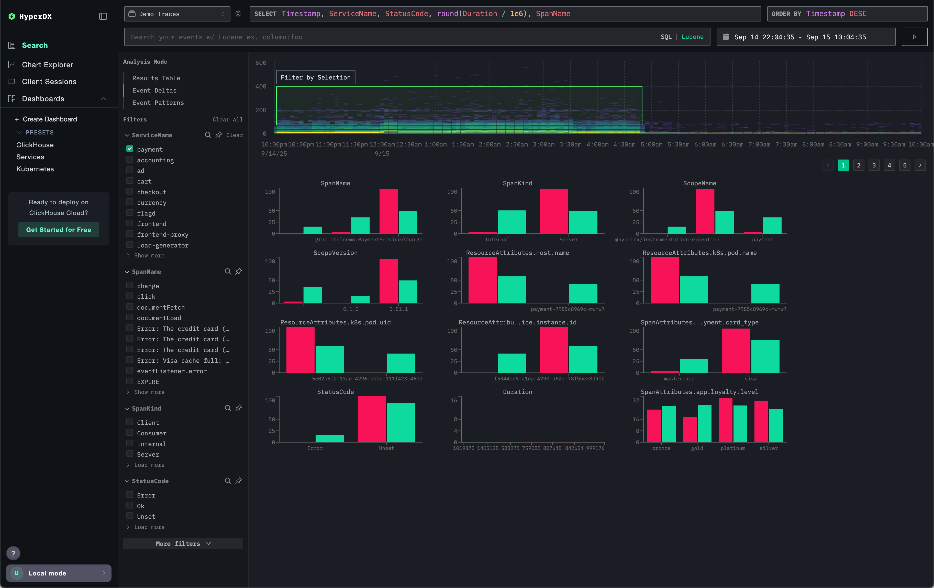 Event Deltas выбраны